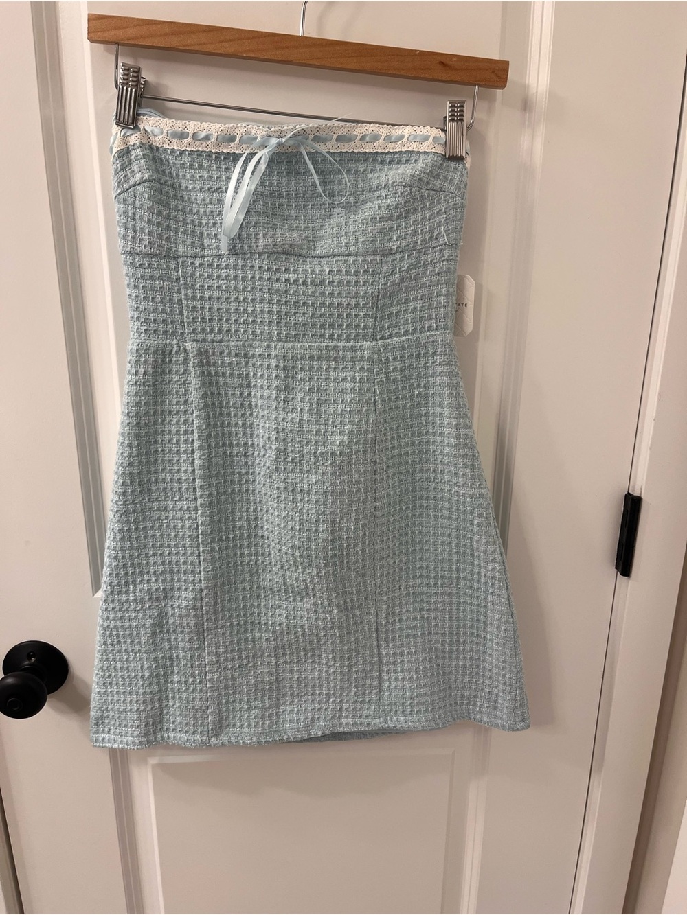 Altar'd State Addie Tweed Mini Dress Light Blue Size Small